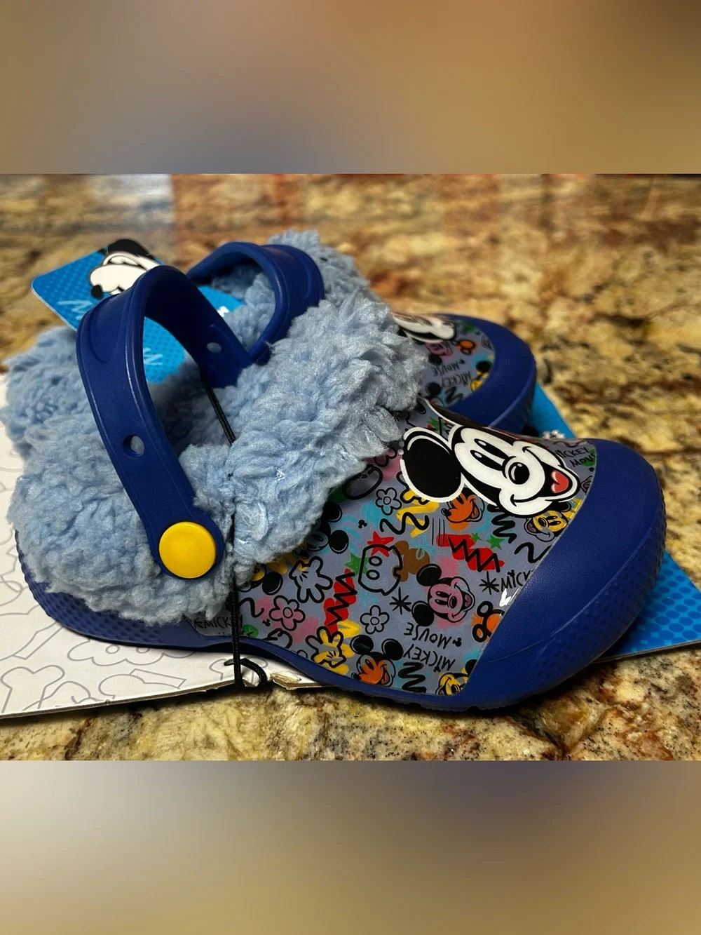 NWT Disney Mickey Mouse & Friends Fuzzy-Lined Unisex Toddler 7/8 Clogs Slip-On